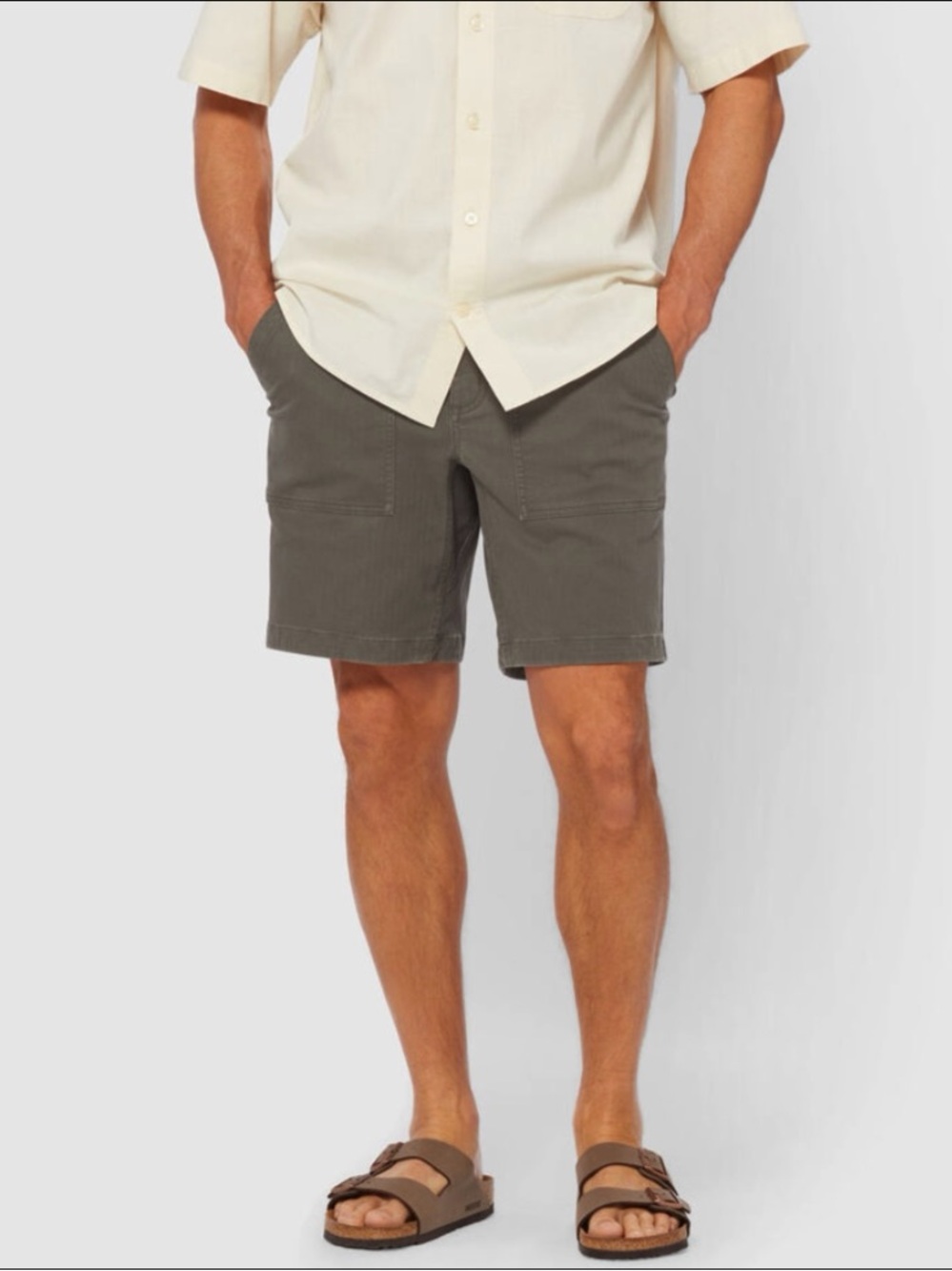 NEW Duluth Trading Co Duluth Reserve Standard Fit Flex Shorts Grey-Green Sz 42